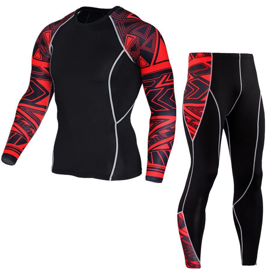 Printed long sleeve gym suit